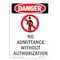 Signmission Safety Sign, OSHA Danger, 5" Height, No Admittance Without, Portrait OS-DS-D-35-V-1461 - alternate 1